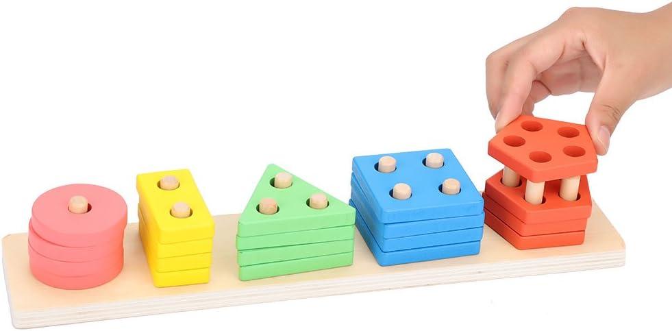 Geometric Shape Matching 5 Column Blocks Learning Toys