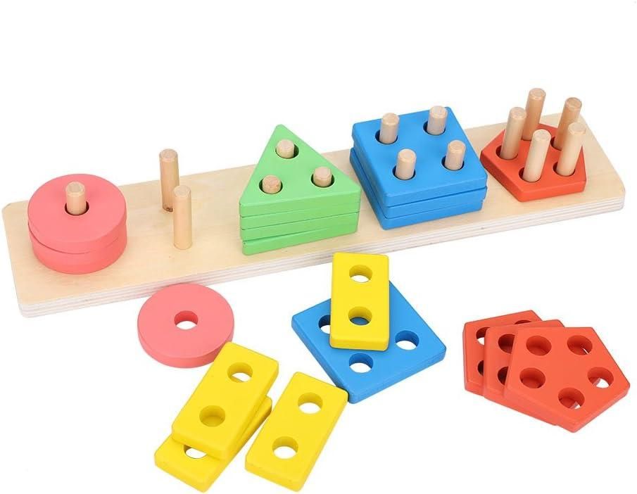 Geometric Shape Matching 5 Column Blocks Learning Toys